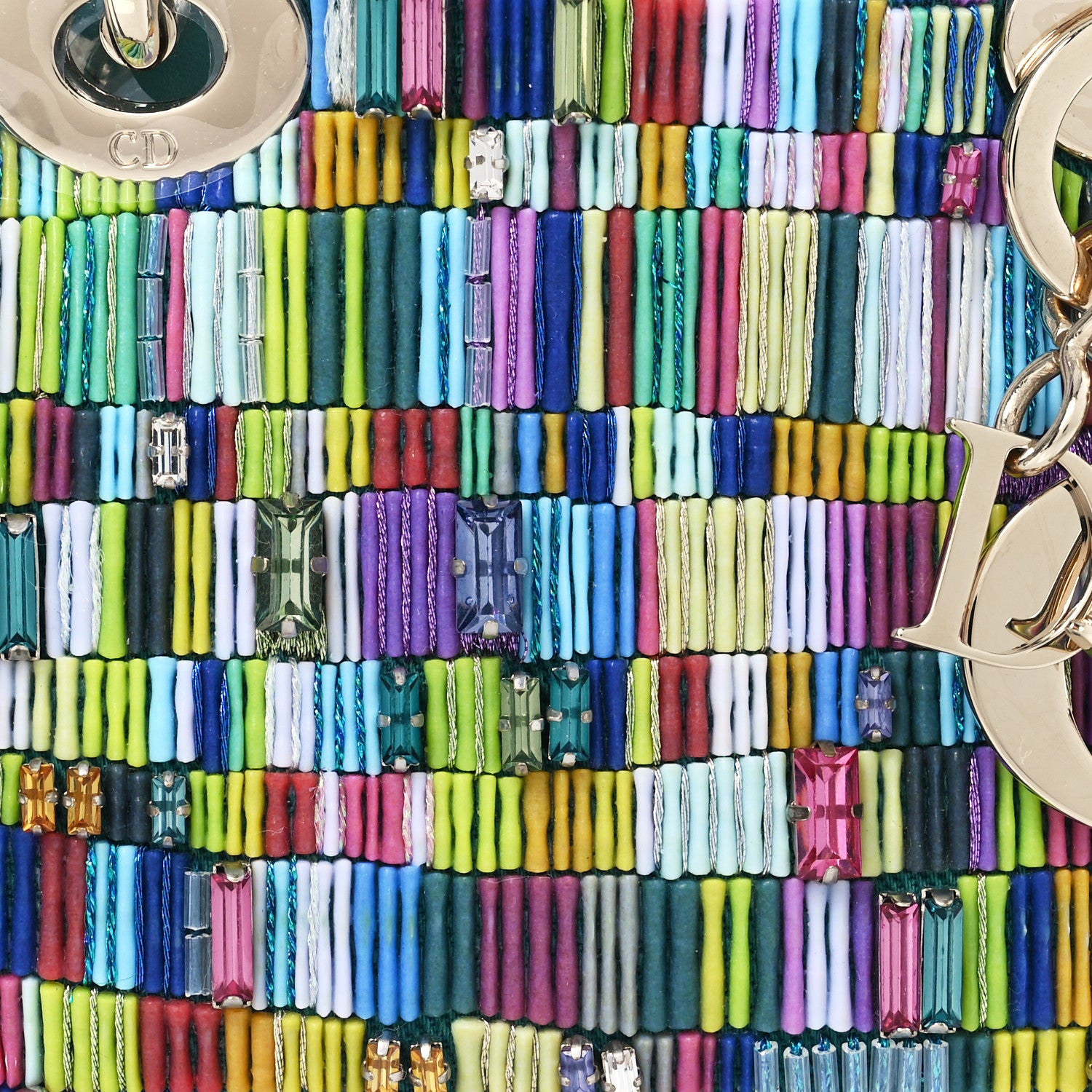 Christian Dior X MINJUNG KIM Lambskin Embroidered Crystal Micro Lady Dior Art Multicolor 8 of 11