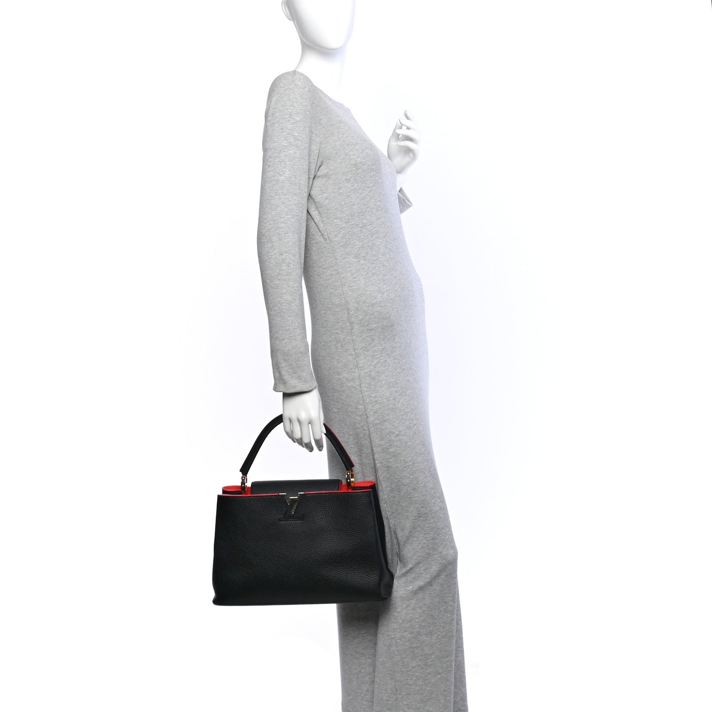 Taurillon Capucines MM Black Flamingo