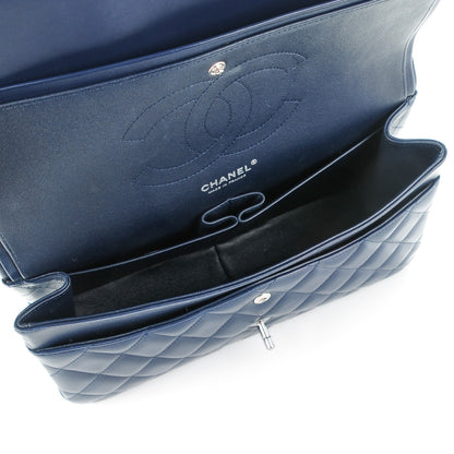 Chanel Lambskin Quilted Jumbo Double Flap Navy Blue 6 of 8