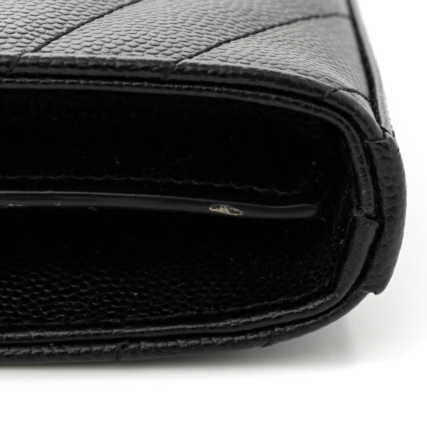 Grain De Poudre Matelasse Chevron Monogram Chain Wallet Black
