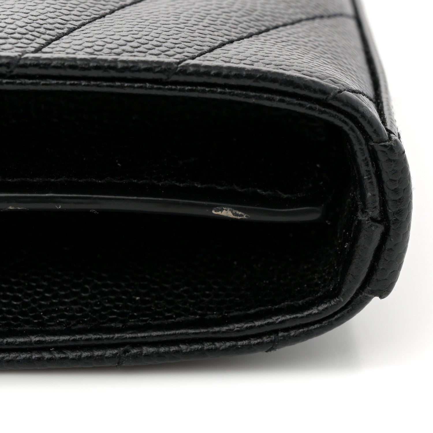 Saint Laurent Grain De Poudre Matelasse Chevron Monogram Chain Wallet Black 11 of 13