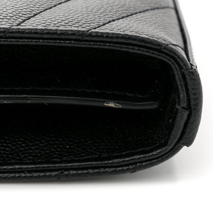 Saint Laurent Grain De Poudre Matelasse Chevron Monogram Chain Wallet Black 11 of 13
