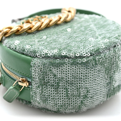 Chanel Sequin Chanel 19 Round Clutch With Chain Green Green 9 of 10