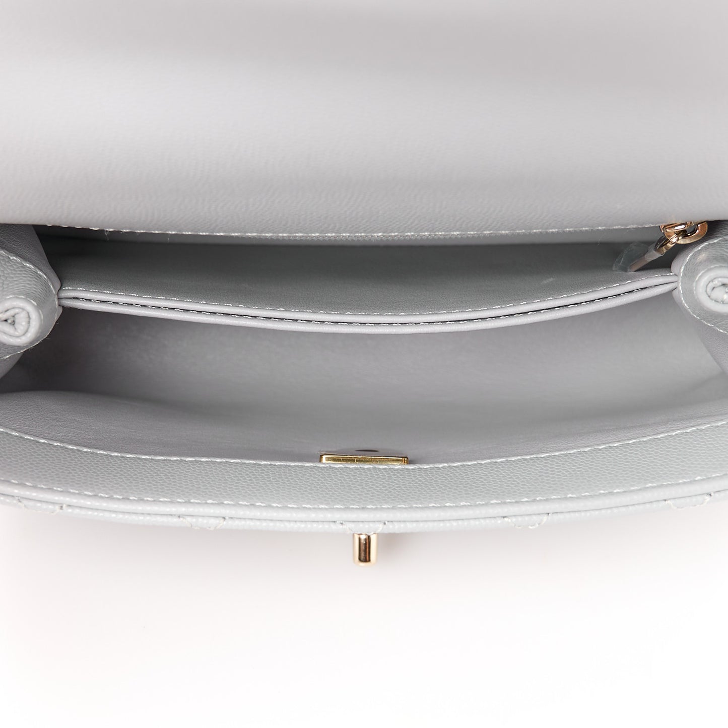 Caviar Quilted Mini Coco Handle Flap Light Grey