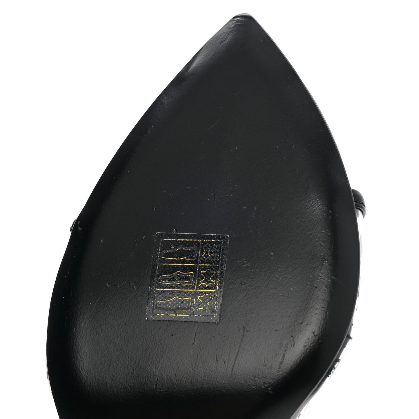 Plexiglass Calfskin Metal Triangle Logo 75mm Slide Sandals 37.5 Black