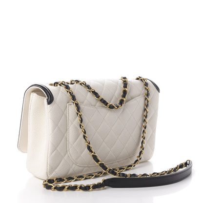 Chanel Caviar Quilted Small CC Filigree Flap White Black 3 of 10