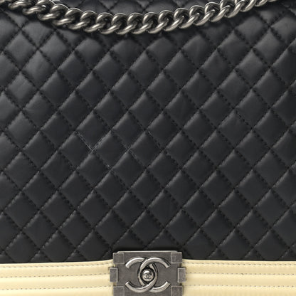 Chanel Lambskin Quilted Large Boy Flap Black White 8 of 20