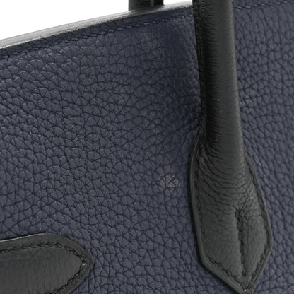 Hermes Togo Bi-Color Horseshoe Birkin 35 Bleu Nuit Black 12 of 12