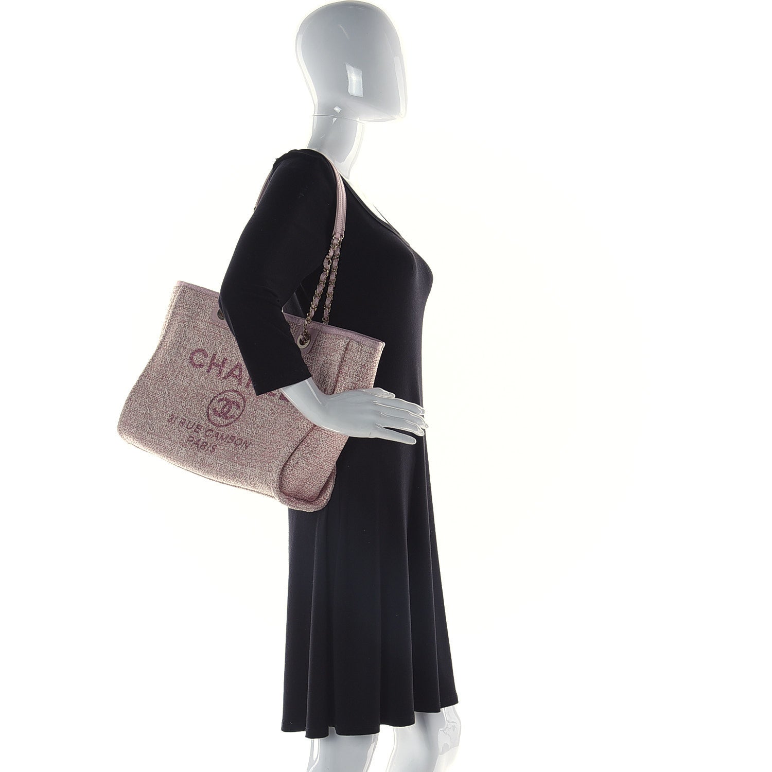 Chanel Lurex Boucle Small Deauville Tote Pink 2 of 9