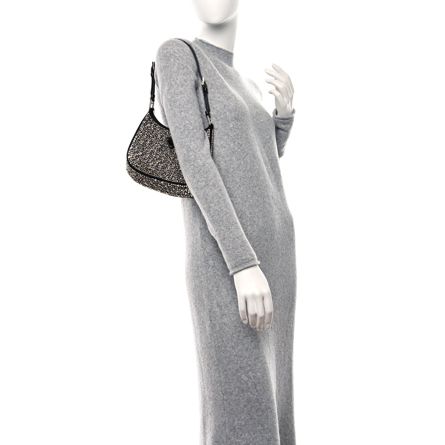 Satin Crystal Cleo Adjustable Strap Shoulder Bag Metal