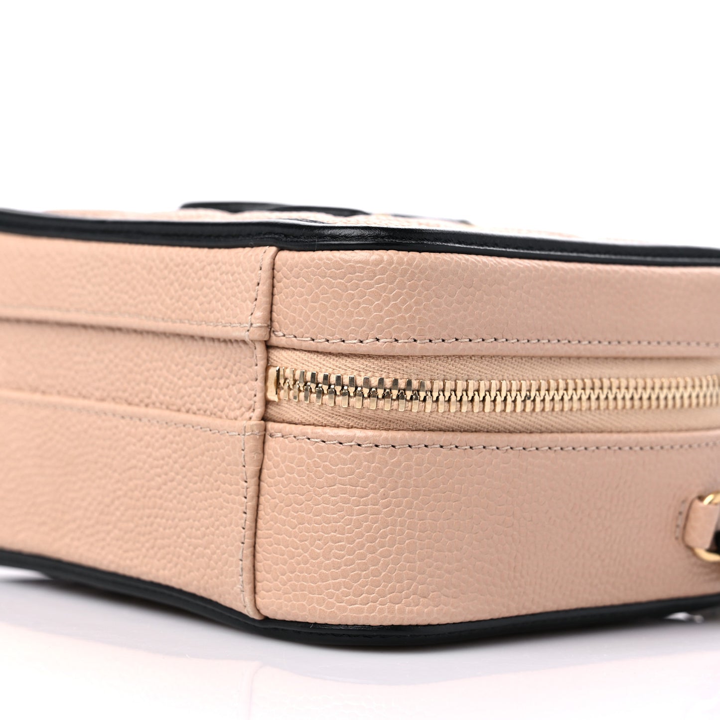 Caviar Quilted Small CC Filigree Vanity Case Beige Black