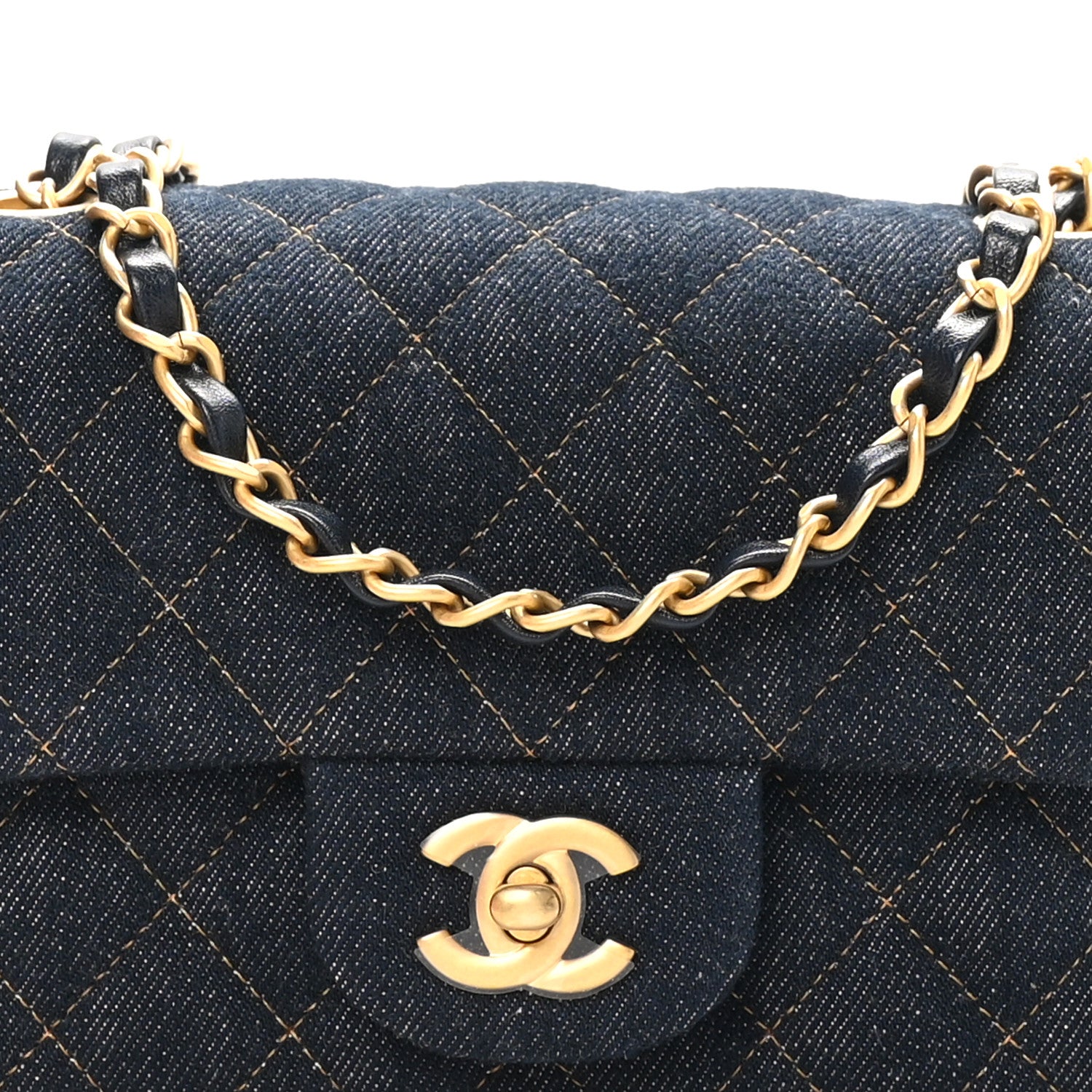 Chanel Denim Quilted Mini Rectangular Flap Dark Blue 8 of 11