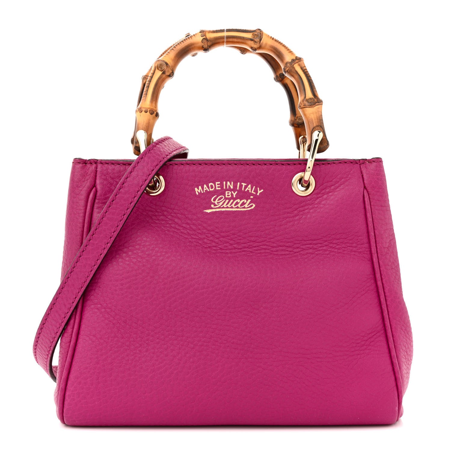 Gucci Calfskin Mini Bamboo Shopper Tote Bright Bougainvillea 1 of 12