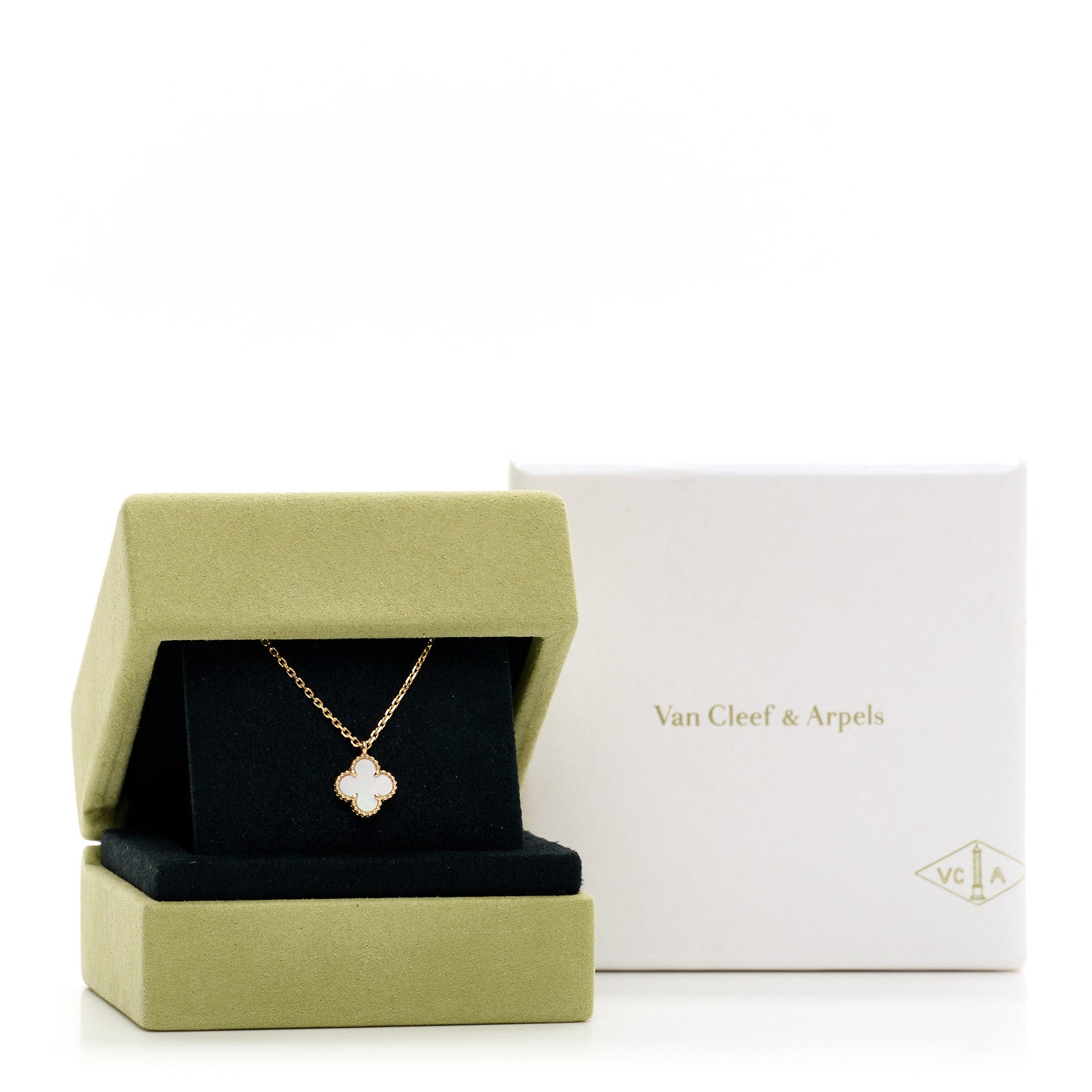 Van Cleef & Arpels 18K Yellow Gold Mother of Pearl Sweet Alhambra Pendant Necklace 5 of 5