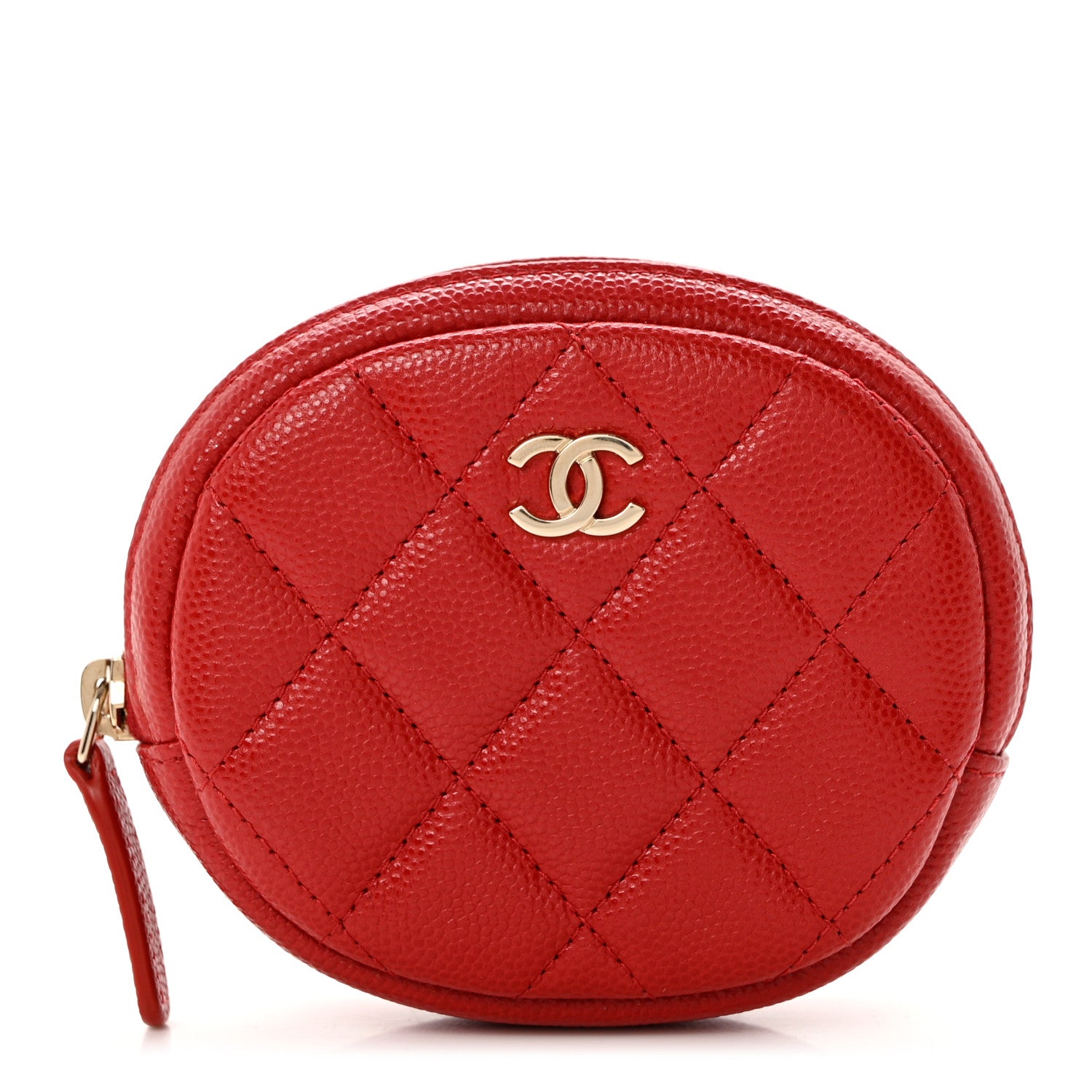 Chanel Caviar Quilted Zip Around Classic Coin Purse Red 1 of 7
