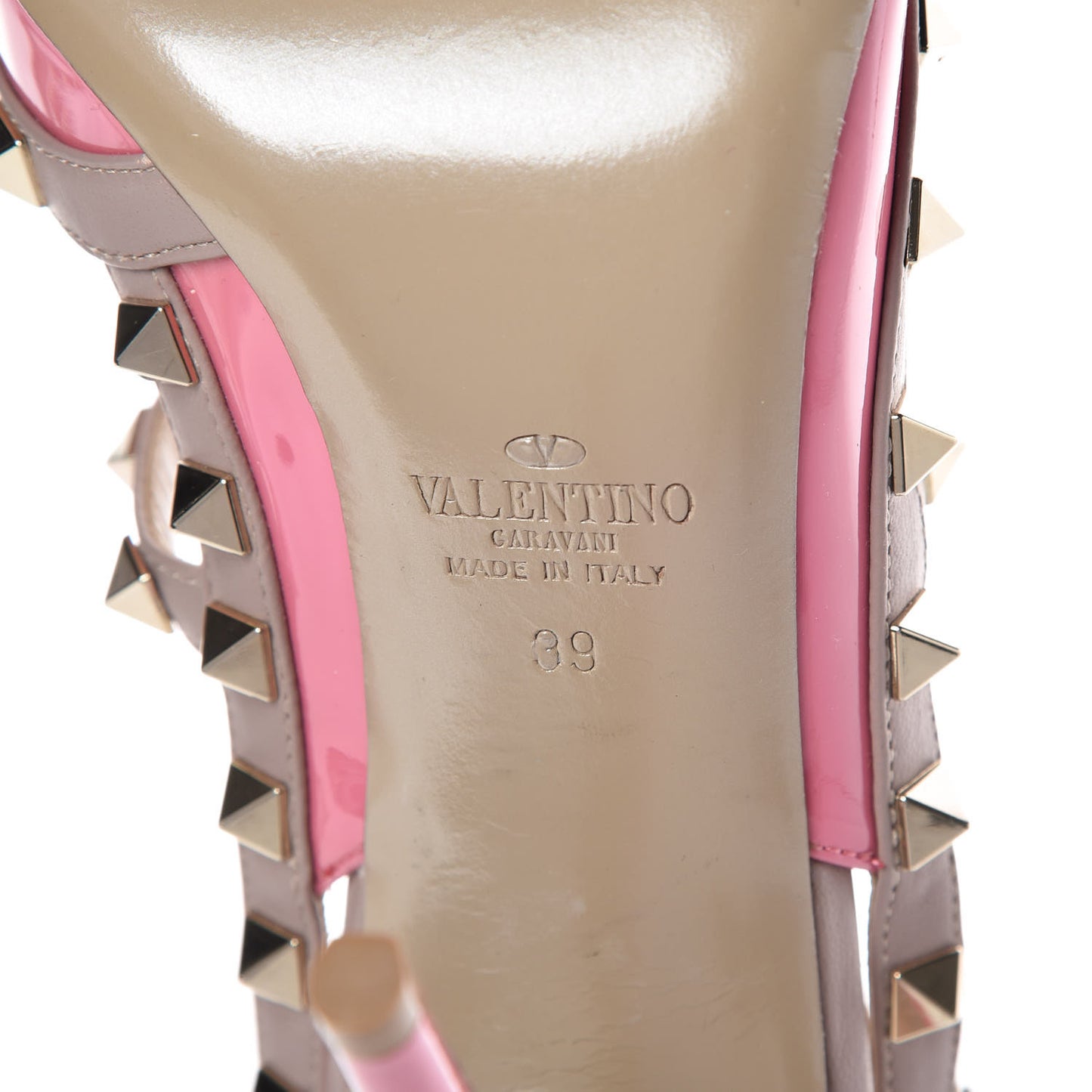 Patent Nappa Rockstud Ankle Strap 100mm Pumps 39 Ninphea Poudre