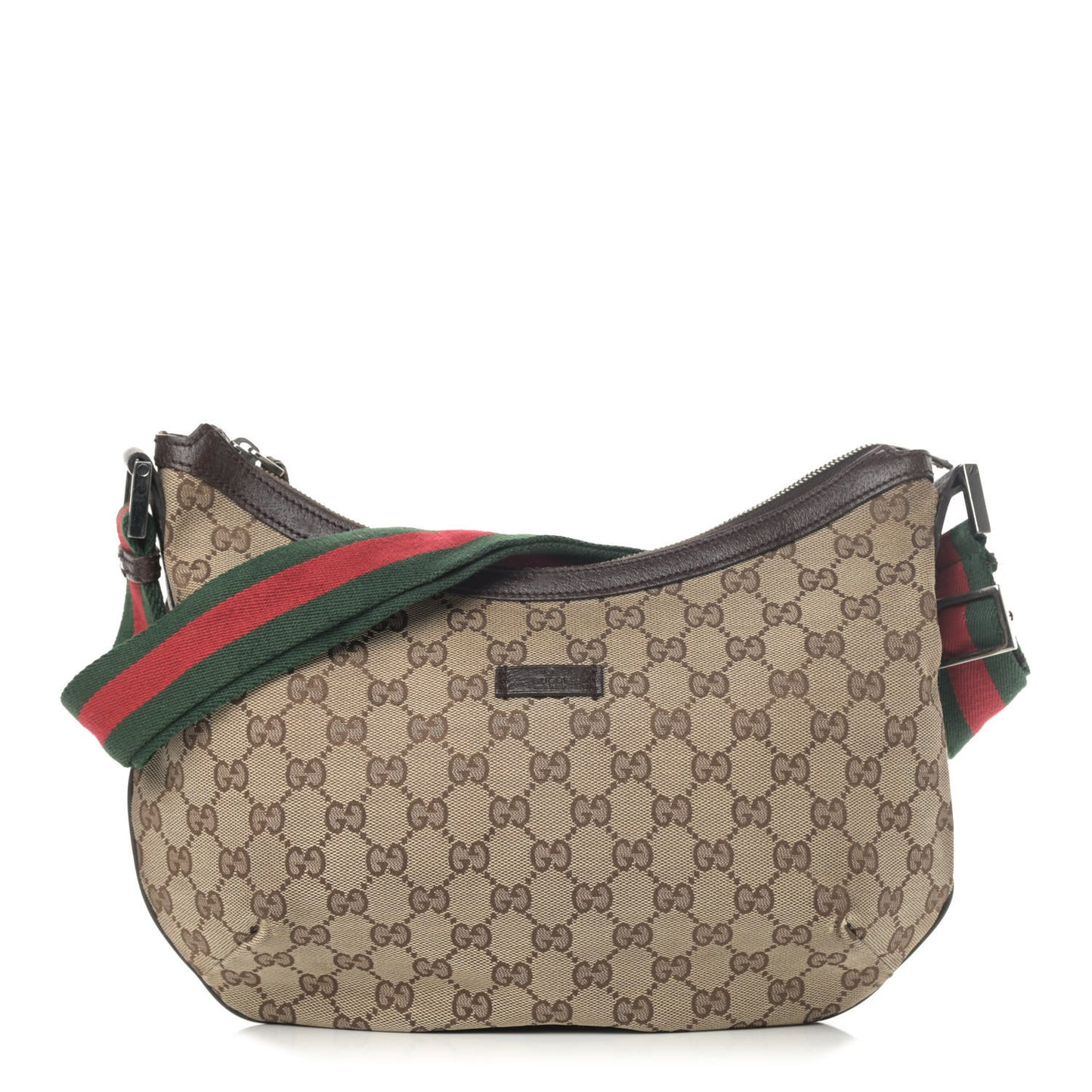 Monogram Web Medium Half Moon Hobo Dark Brown