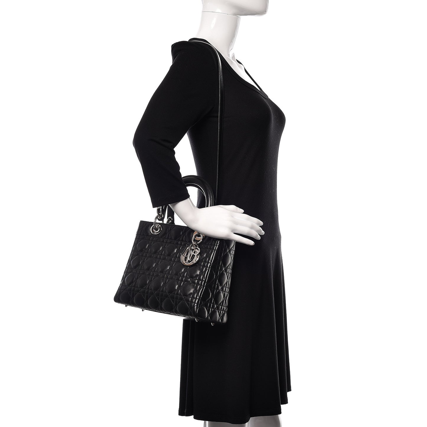 Lambskin Cannage Medium Lady Dior Black