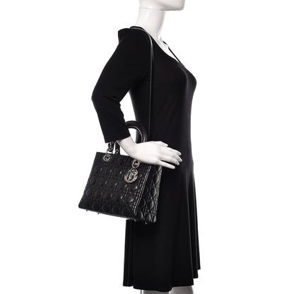 Christian Dior Lambskin Cannage Medium Lady Dior Black 2 of 15