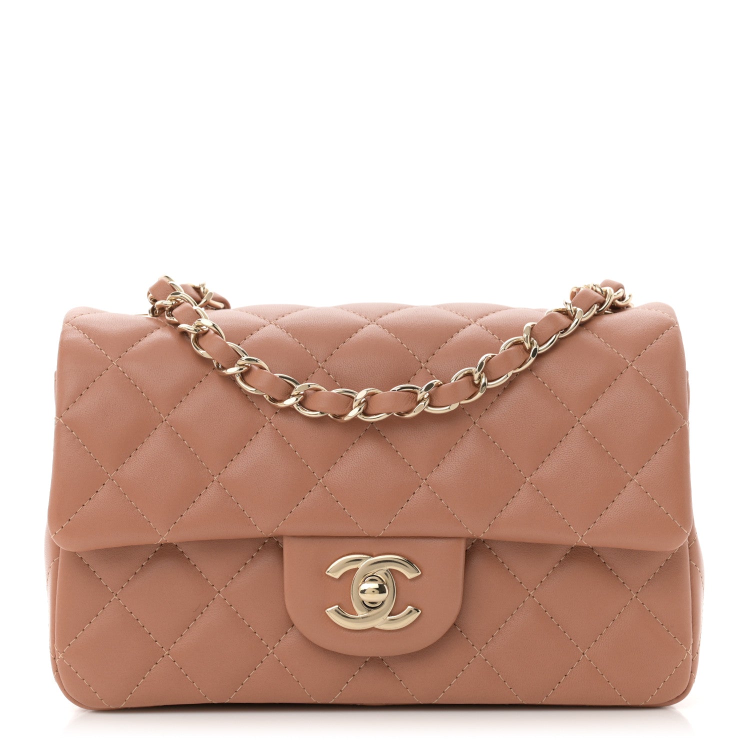 Chanel Lambskin Quilted Mini Rectangular Flap Brown 1 of 11
