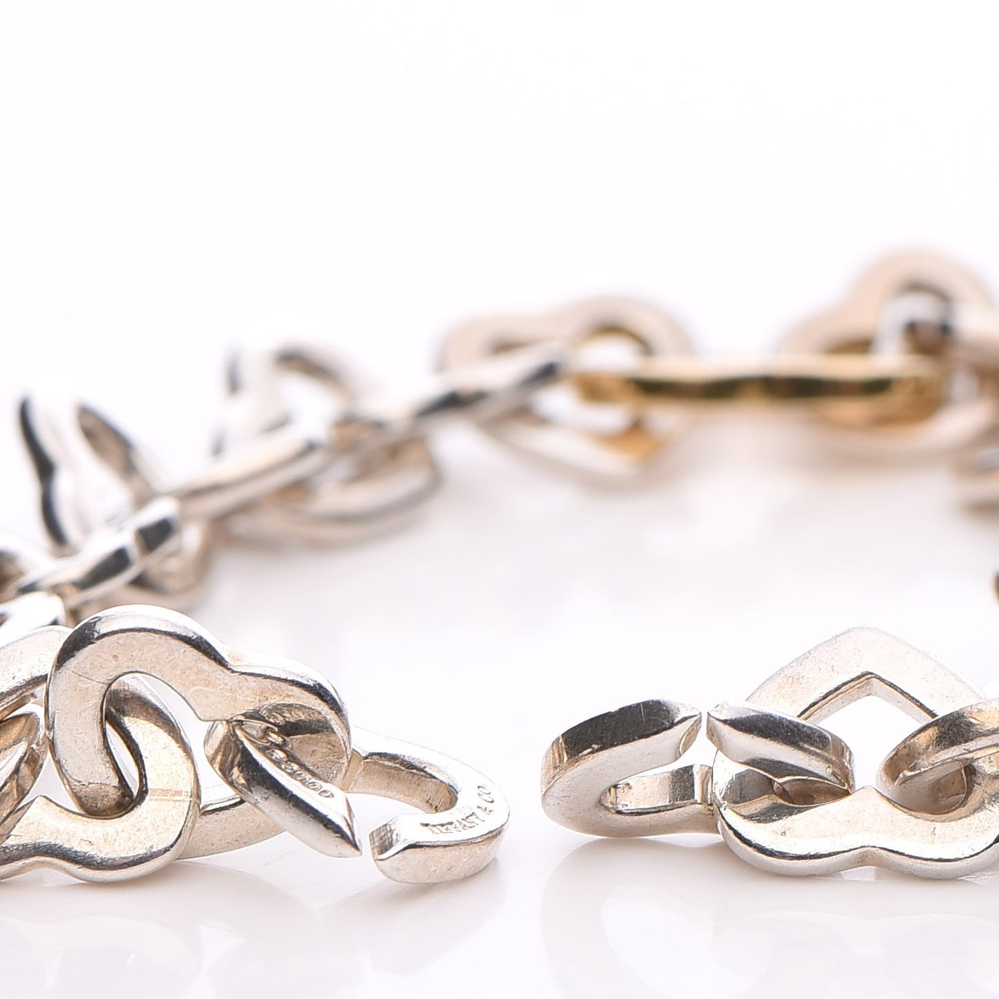 Sterling Silver 18K Yellow Gold Heart Links Bracelet