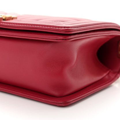 Chanel Lambskin Chevron Quilted Medium Boy Flap Dark Pink 10 of 10