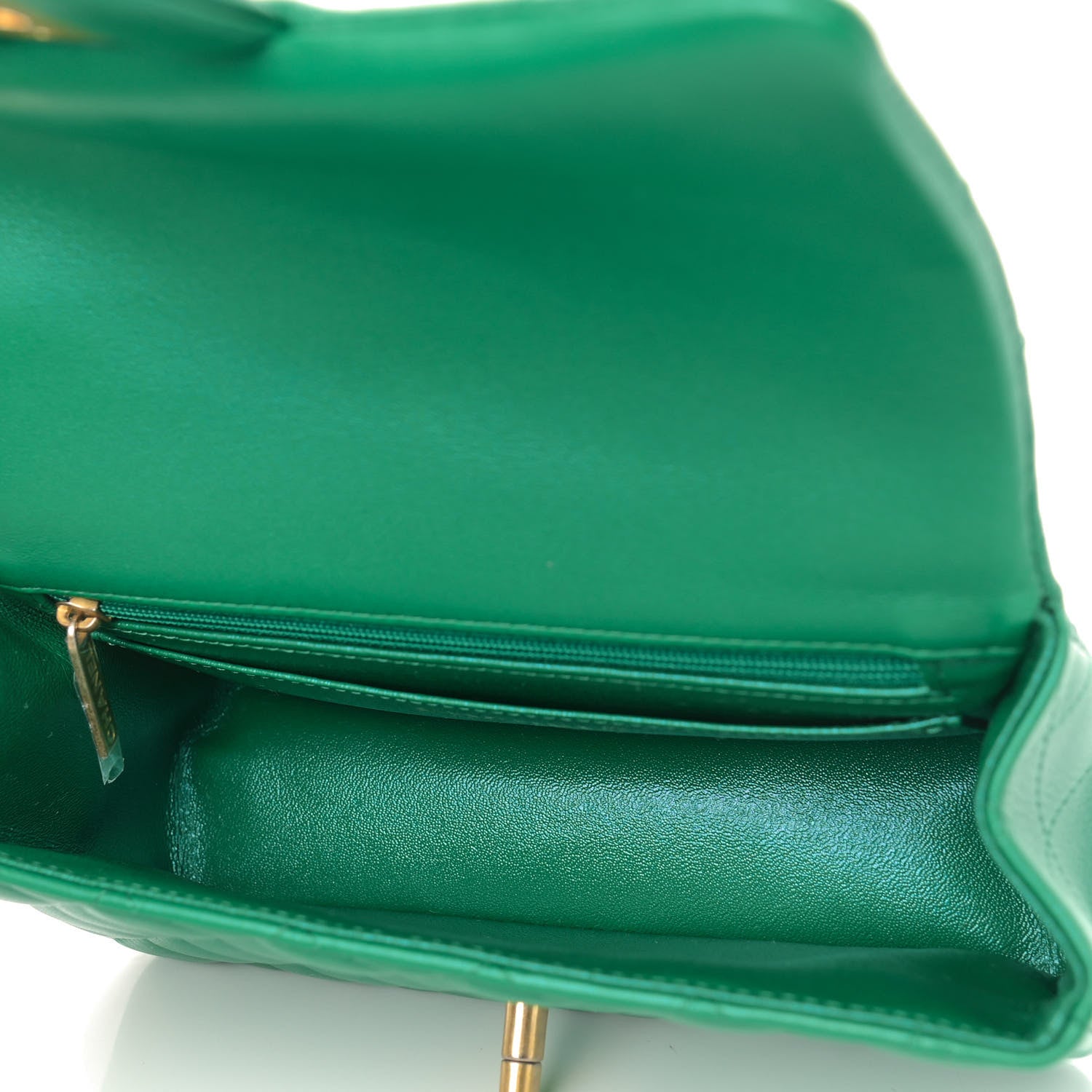 Chanel Iridescent Lambskin Quilted Mini Top Handle Rectangular Flap Green 5 of 9