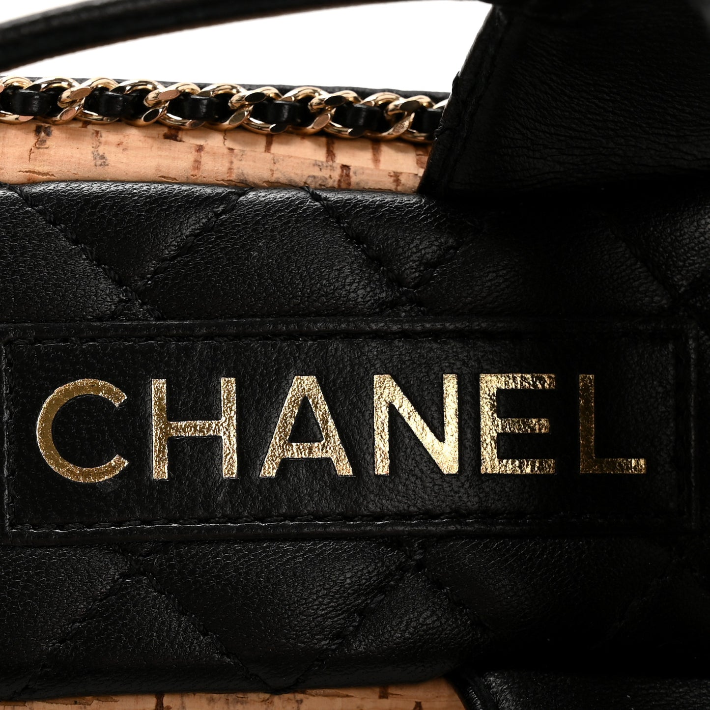 Shiny Lambskin Quilted Chain CC Sandals 36.5 Black