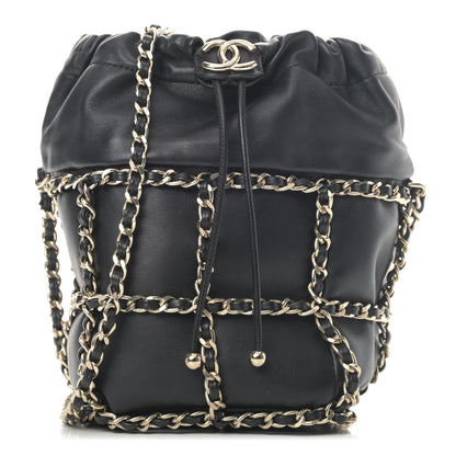 Chanel Lambskin Bucket Chain Drawstring Bag Black 1 of 4