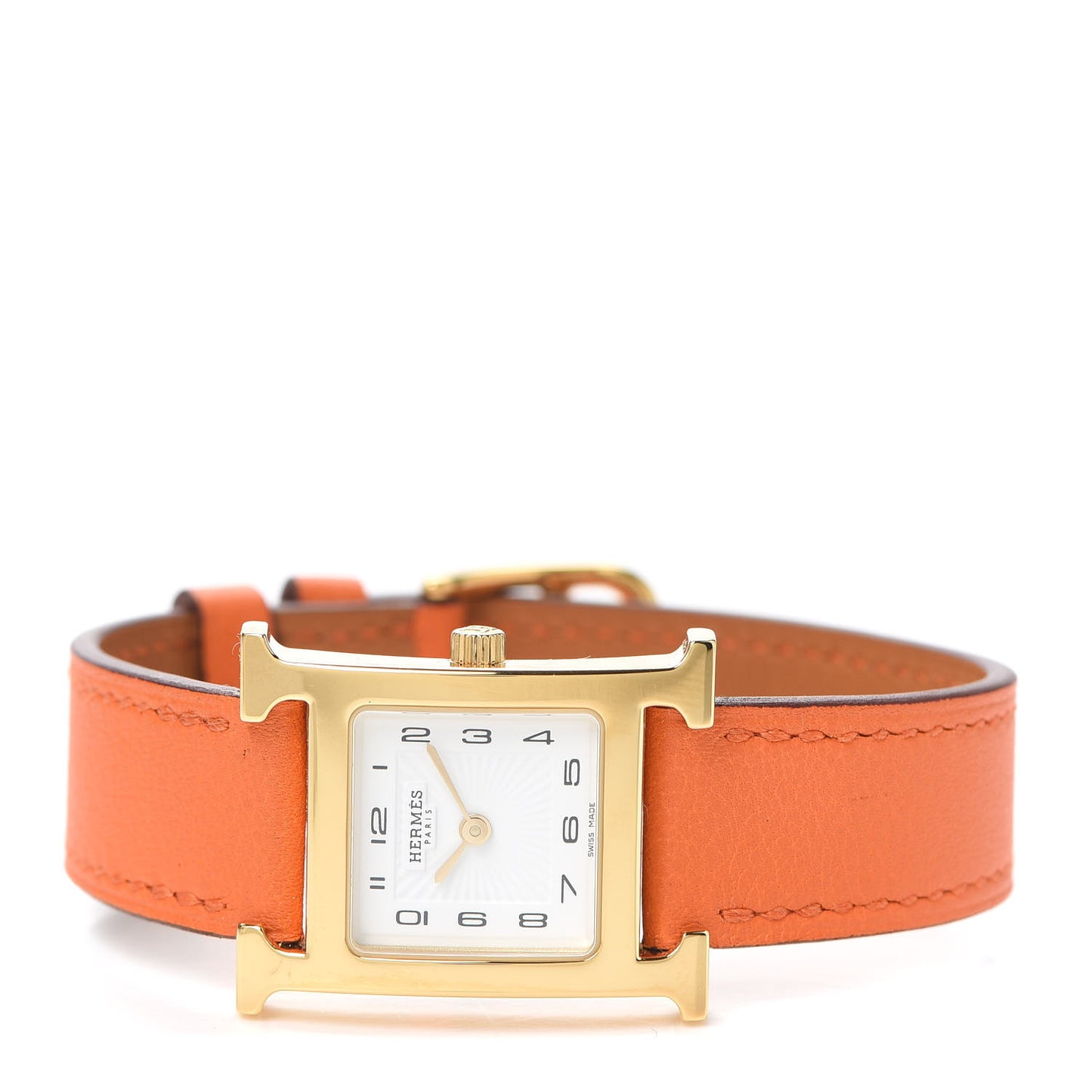 Stainless Steel Swift 21mm Heure H Hour Quartz Watch Orange