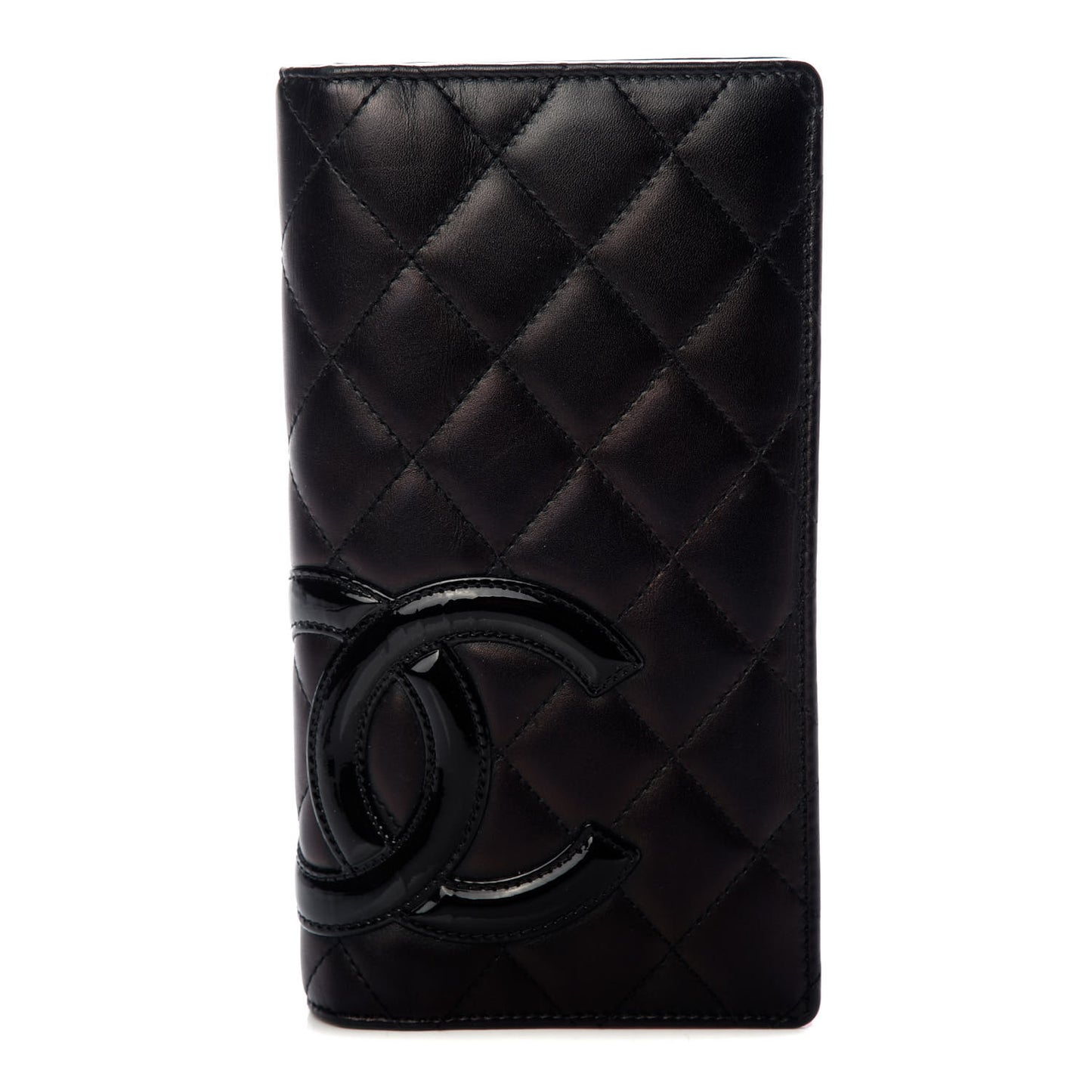 Calfskin Quilted Cambon Yen Wallet Black