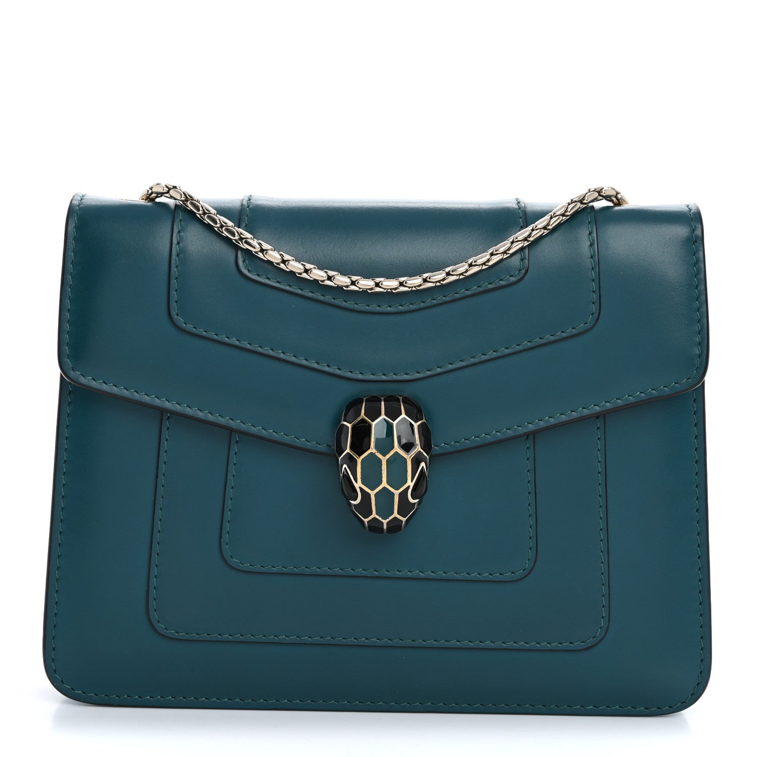 Bulgari Calfskin Small Serpenti Forever Snake Strap Crossbody Bag Emerald Green 1 of 15