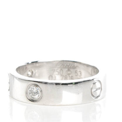 Cartier 18K White Gold 3 Diamond 5.5mm LOVE Ring 58 8.25 4 of 5