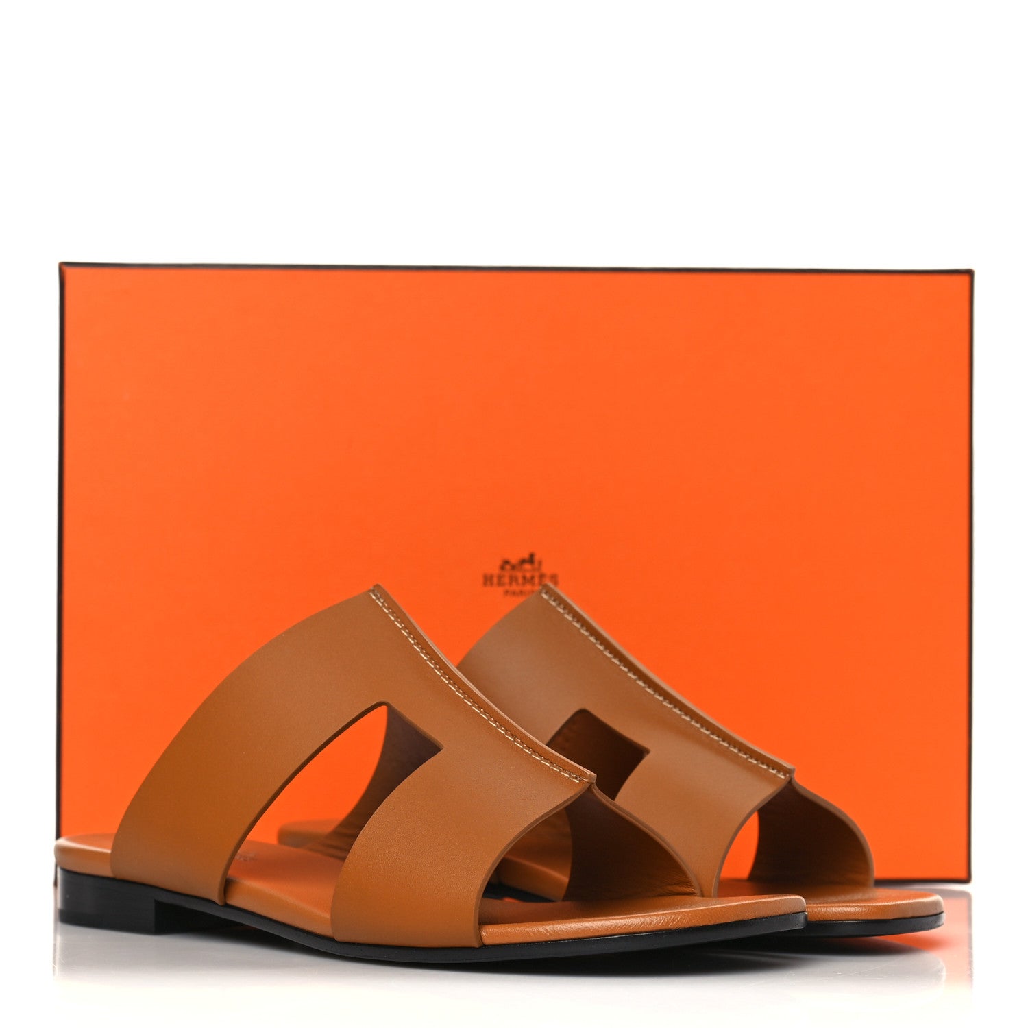 Hermes Calfskin Devise Sandals 37.5 Beige Dore 9 of 9