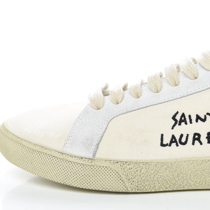 Saint Laurent Distressed Canvas Mens Classic Court High Top Sneakers 41 Milk Panna 10 of 13