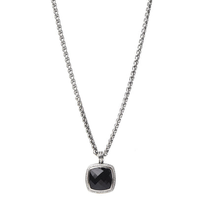 David Yurman Sterling Silver Diamond Black Onyx 20mm Albion Pendant Necklace 1 of 6