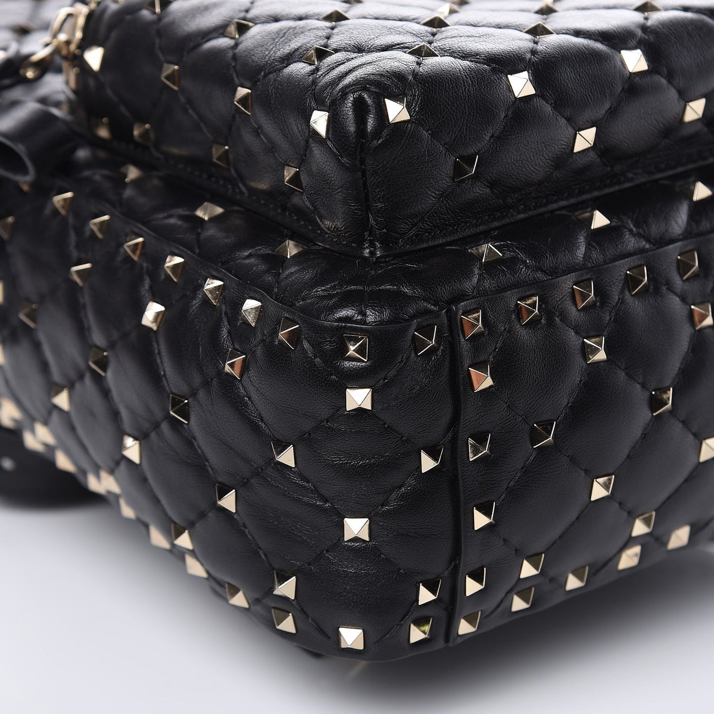 Nappa Quilted Small Rockstud Spike Backpack Black