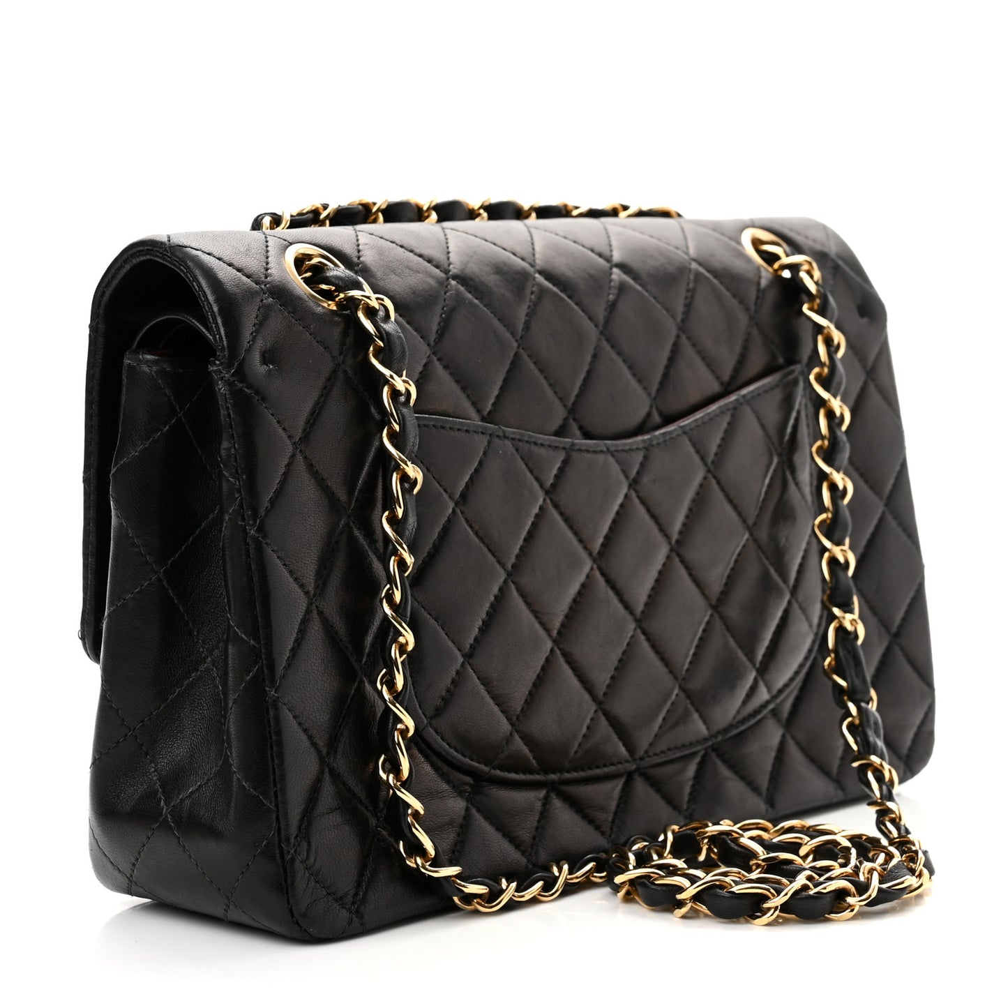 Lambskin Quilted Medium Double Flap Black