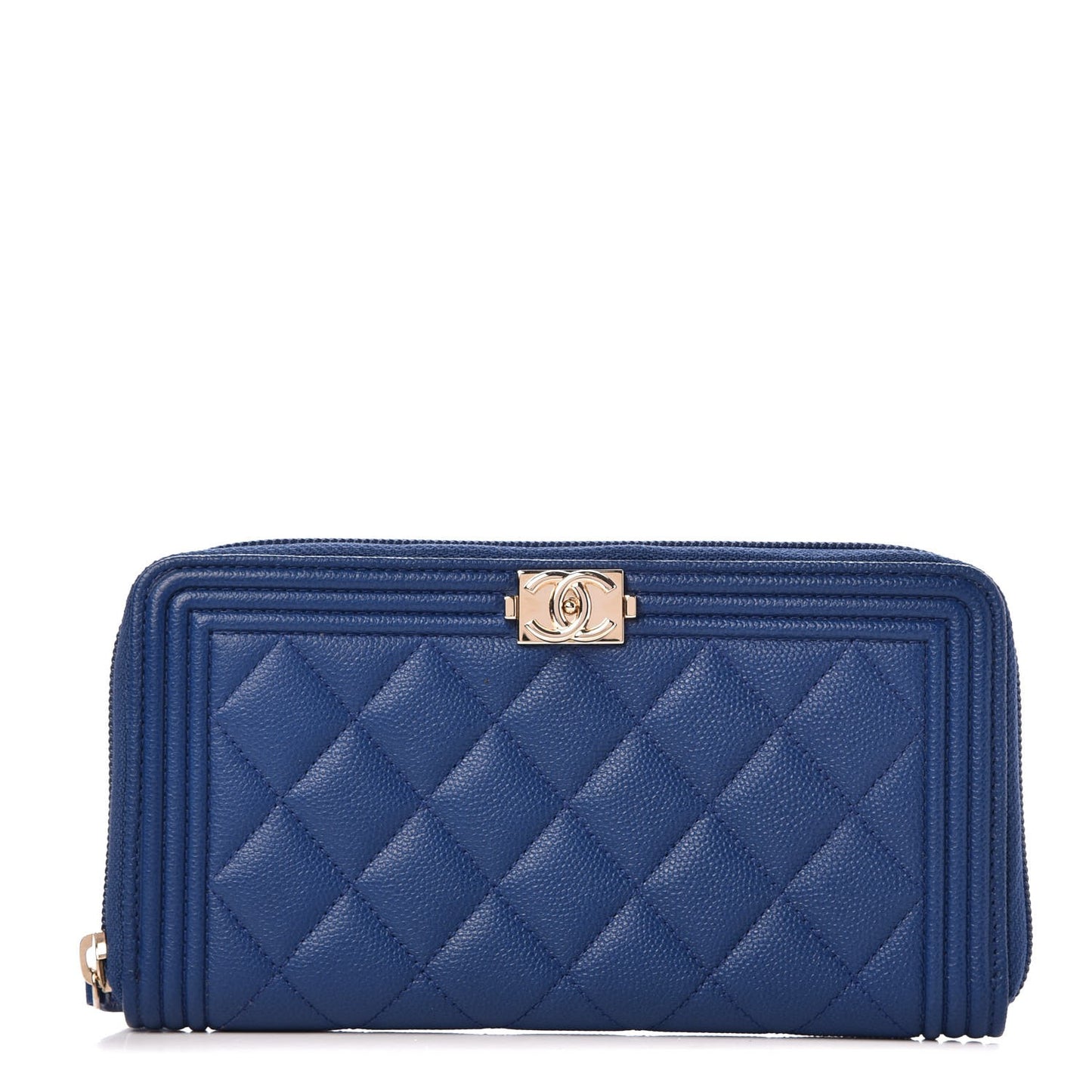 Caviar Large Zip Around Boy Wallet Blue
