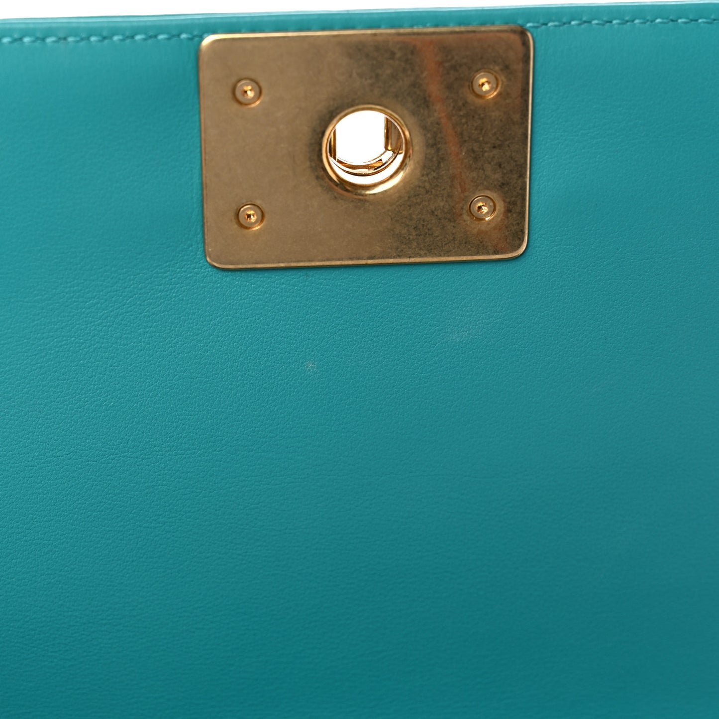 Calfskin Quilted Medium Boy Flap Turquoise