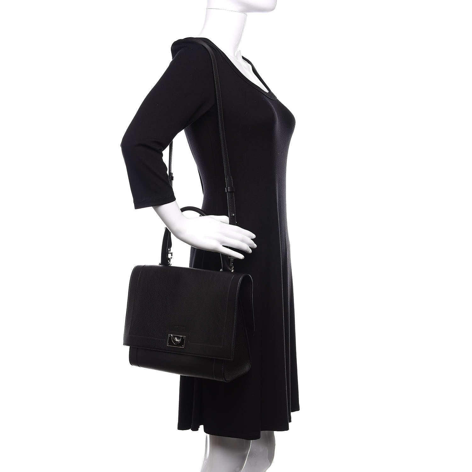 Givenchy Grained Calfskin Small Shark Lock Satchel Black 2 of 12