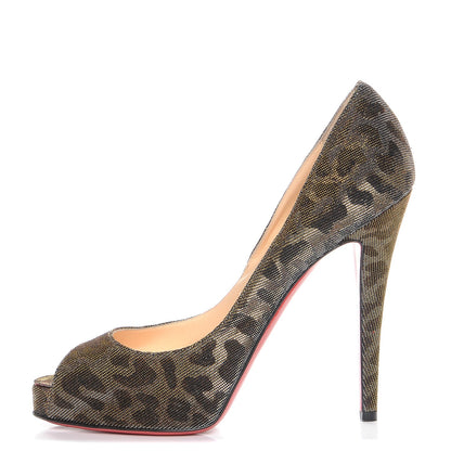 Christian Louboutin Lame Leopard Very Prive 120 Pumps 40 Gold Silver 1 of 7