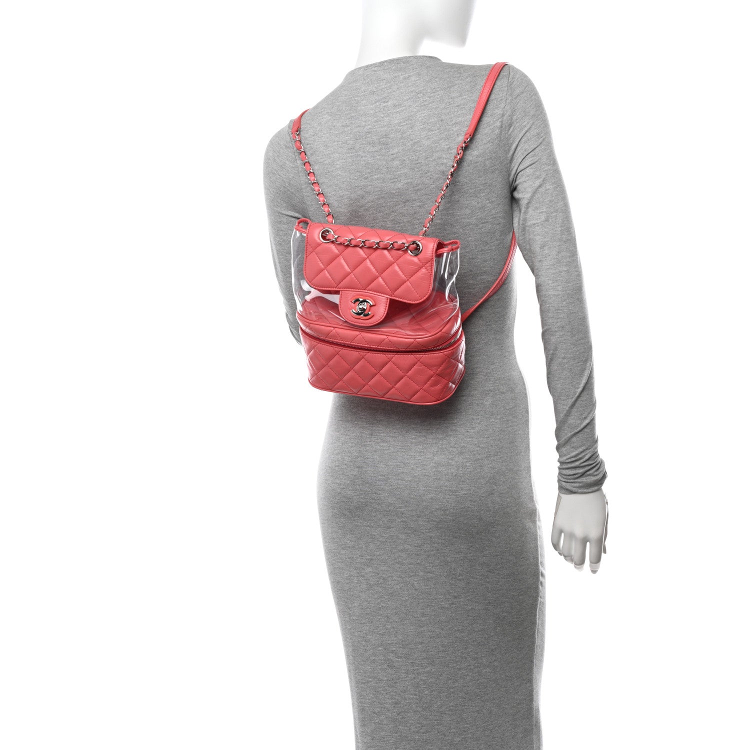 Chanel Crumpled Calfskin PVC Quilted Backpack Pink 2 of 13