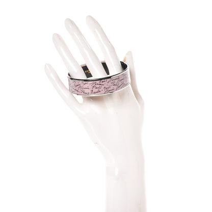 Hermes Enamel Printed Handwriting Wide Bracelet 62 2 of 4