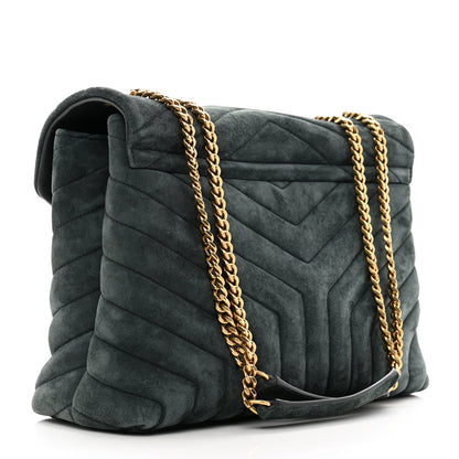 Saint Laurent Suede Y Quilted Monogram Medium Loulou Chain Satchel 3 of 11