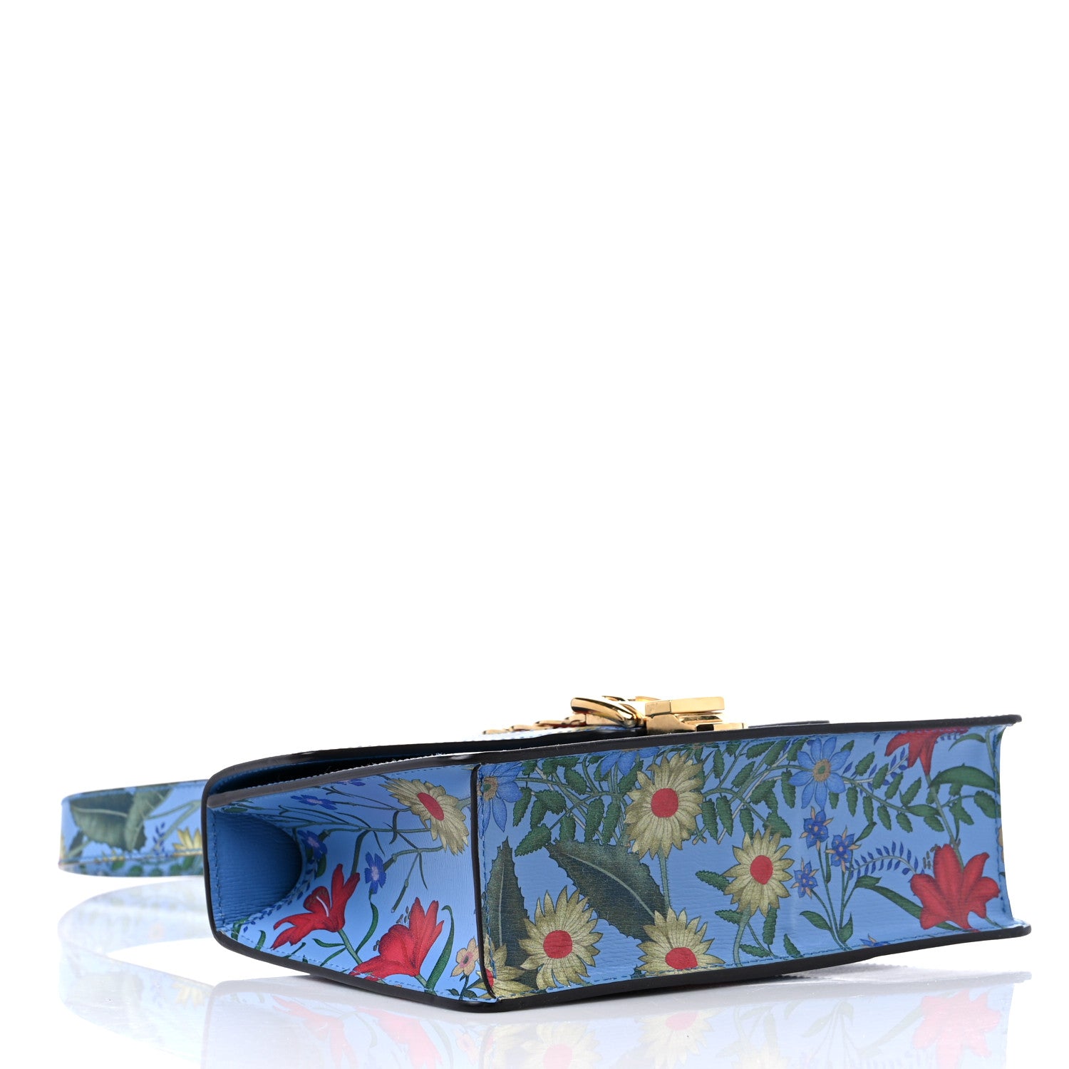 Gucci Shangai Calfskin Web New Flora Small Sylvie Shoulder Bag Azure 4 of 10