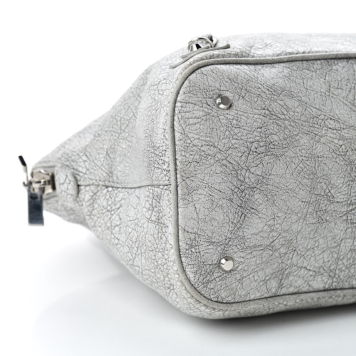 Balenciaga Agneau Classic Silver Hardware Papier Large Bowling Bag Grey 9 of 20