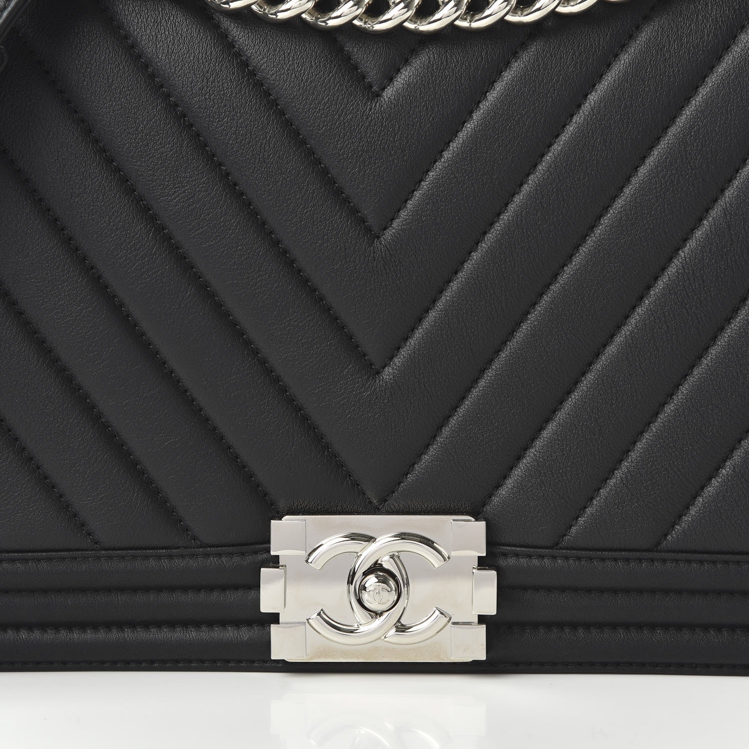 Chanel Calfskin Chevron Quilted New Medium Boy Flap Black 10 of 10
