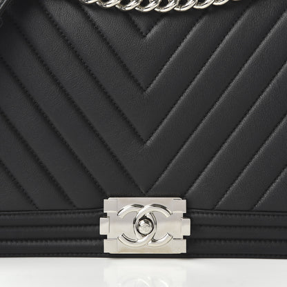 Chanel Calfskin Chevron Quilted New Medium Boy Flap Black 10 of 10