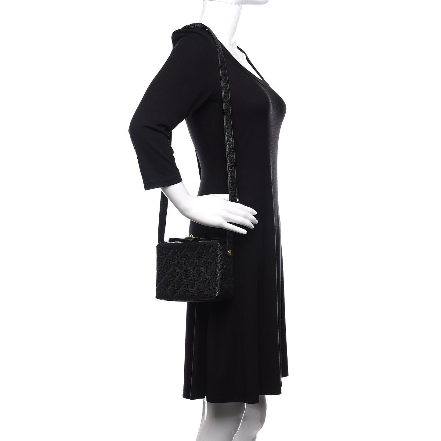 Caviar Quilted Camera Case Black